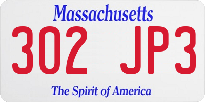 MA license plate 302JP3
