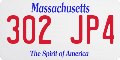 MA license plate 302JP4