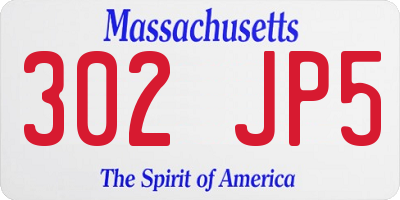 MA license plate 302JP5