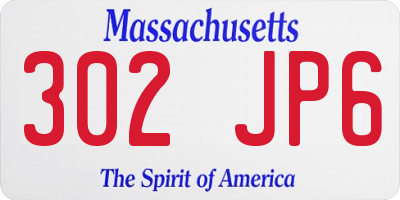 MA license plate 302JP6