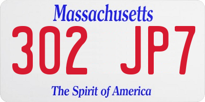 MA license plate 302JP7