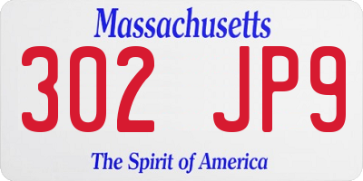 MA license plate 302JP9