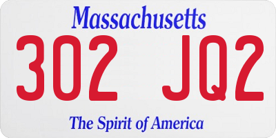 MA license plate 302JQ2
