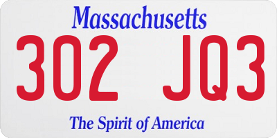 MA license plate 302JQ3