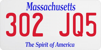 MA license plate 302JQ5