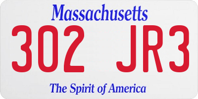 MA license plate 302JR3