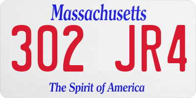 MA license plate 302JR4