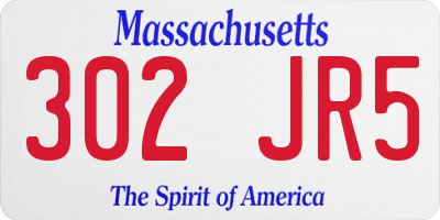 MA license plate 302JR5