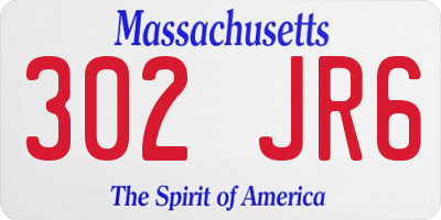 MA license plate 302JR6