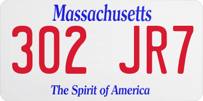 MA license plate 302JR7