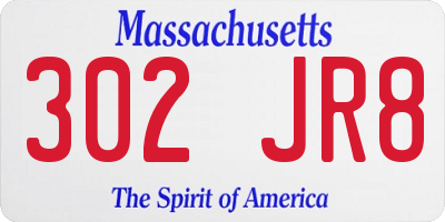 MA license plate 302JR8