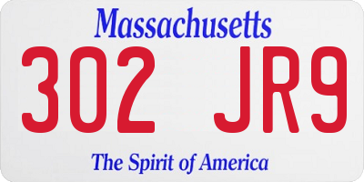 MA license plate 302JR9