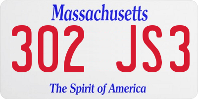 MA license plate 302JS3