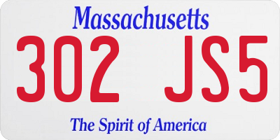 MA license plate 302JS5