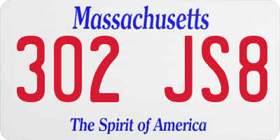 MA license plate 302JS8