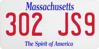 MA license plate 302JS9