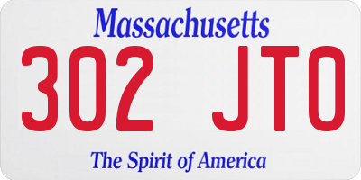 MA license plate 302JT0