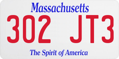 MA license plate 302JT3