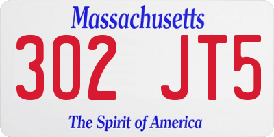 MA license plate 302JT5