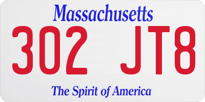 MA license plate 302JT8