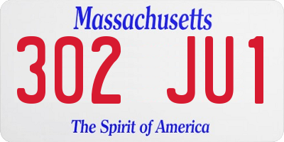 MA license plate 302JU1