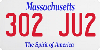 MA license plate 302JU2