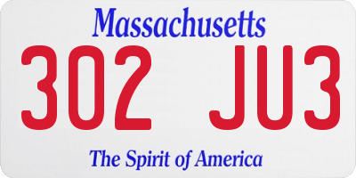 MA license plate 302JU3
