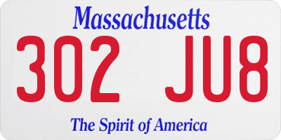 MA license plate 302JU8