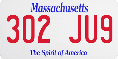 MA license plate 302JU9