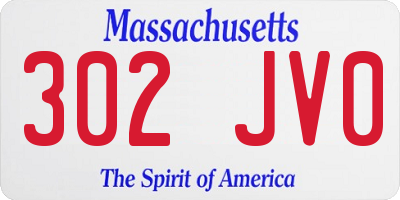 MA license plate 302JV0