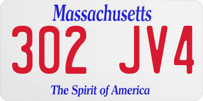 MA license plate 302JV4