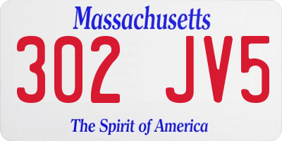 MA license plate 302JV5