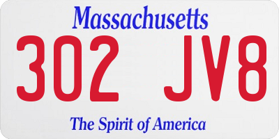 MA license plate 302JV8