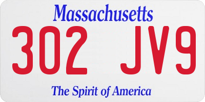 MA license plate 302JV9
