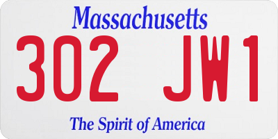 MA license plate 302JW1