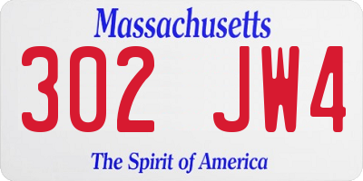 MA license plate 302JW4