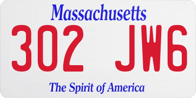 MA license plate 302JW6