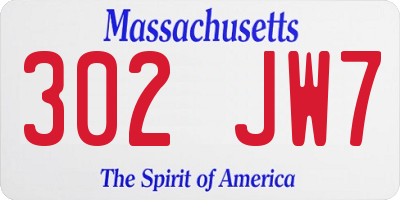 MA license plate 302JW7