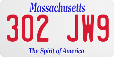 MA license plate 302JW9