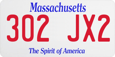 MA license plate 302JX2