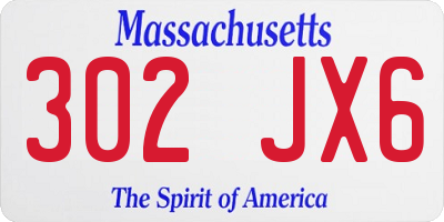 MA license plate 302JX6
