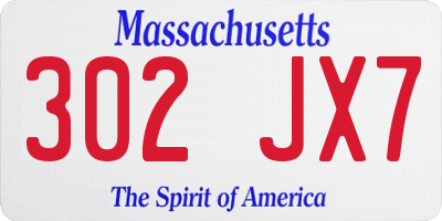 MA license plate 302JX7