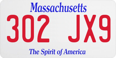 MA license plate 302JX9