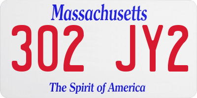 MA license plate 302JY2