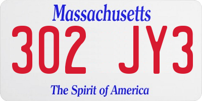 MA license plate 302JY3