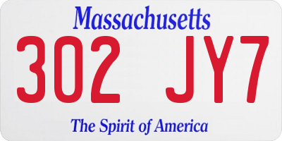 MA license plate 302JY7