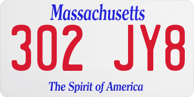 MA license plate 302JY8