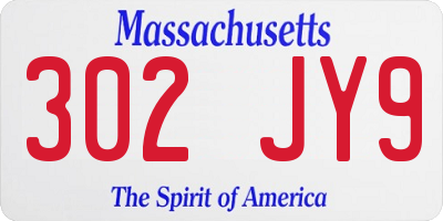 MA license plate 302JY9