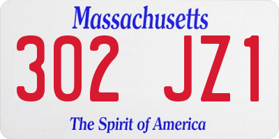 MA license plate 302JZ1