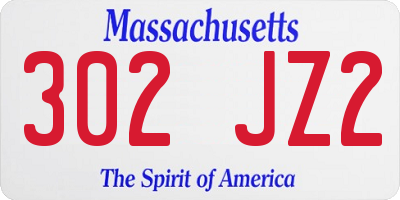 MA license plate 302JZ2
